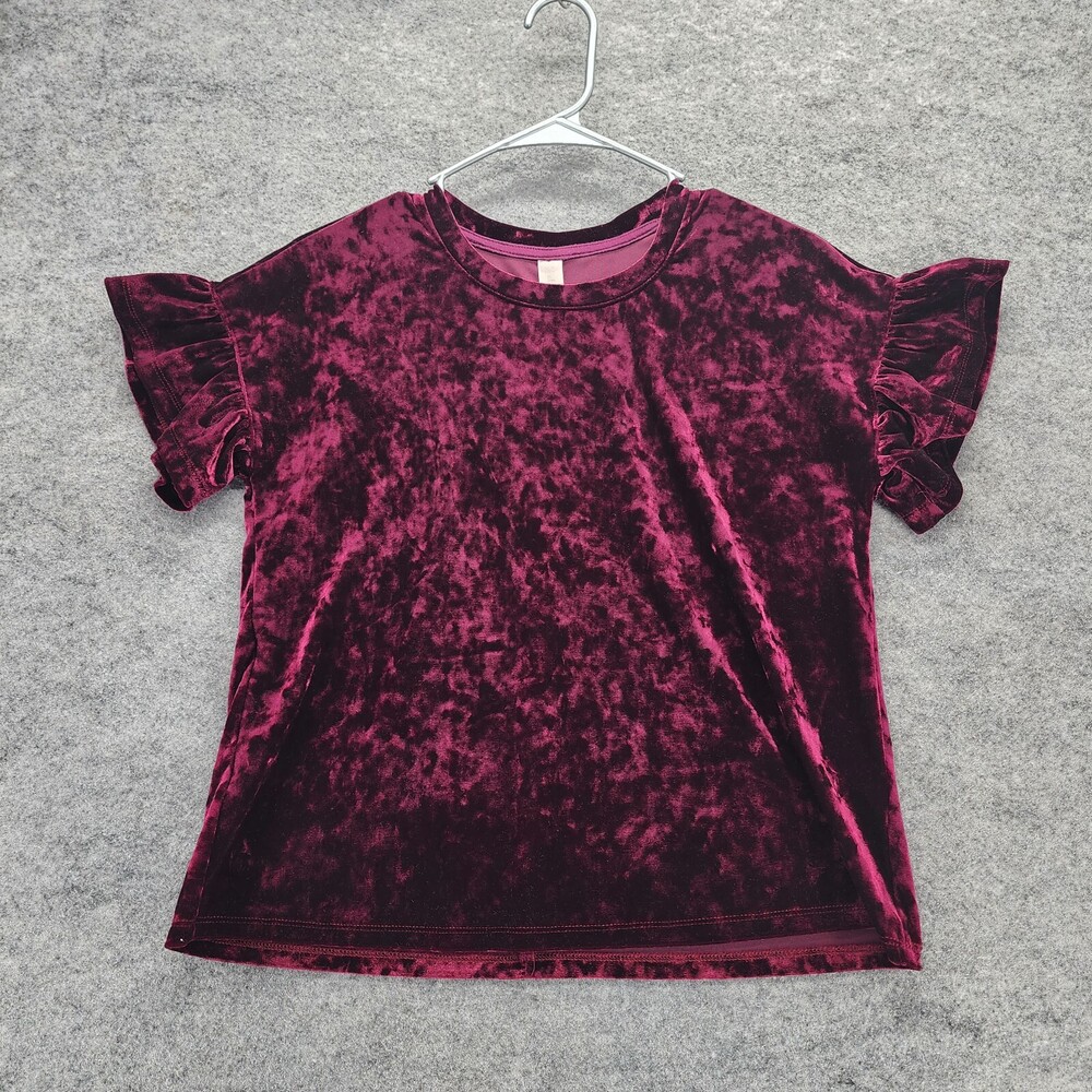 Altar'd State Shirt Womens XS Short Sleeve Red Velvet Anthropologie